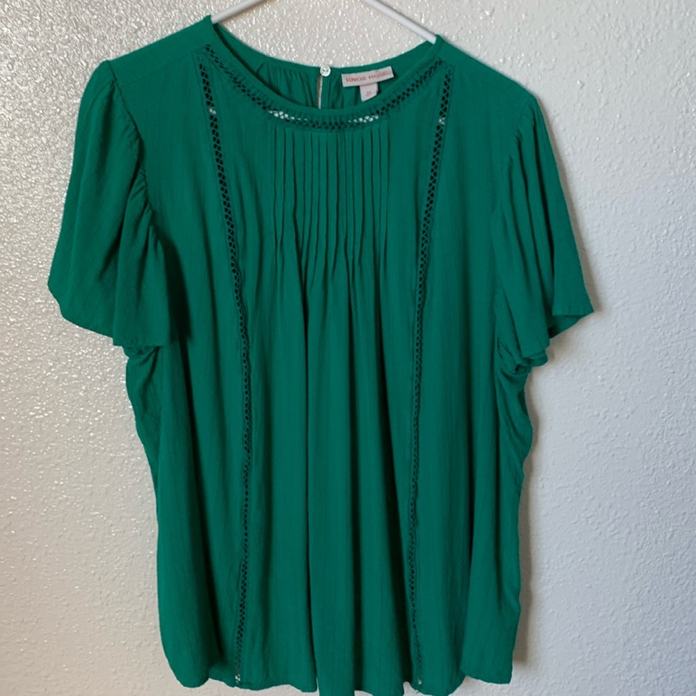 Knox rose 2x blouse green top